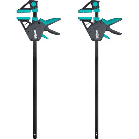 wolfcraft 2 Sargentos monomanual PRO Ergo - Fuerza de sujeción 150 kg - 8672060 - El cómodo sargento para todo tipo de usos - ancho de sujeción 450mm