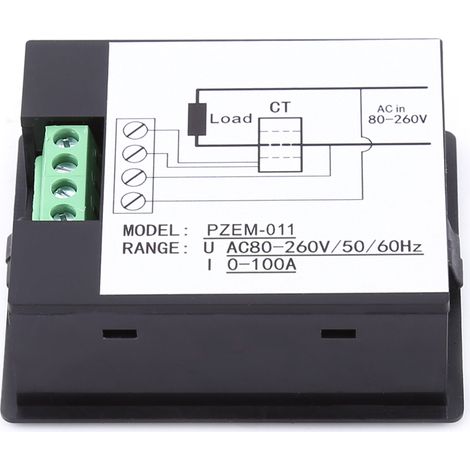 Multimètre numérique de surveillance 80-260 V CA 100 A avec ampèremètre, voltmètre et testeur d'énergie et de puissance. Intégré au transformateur de courant. (1/5)