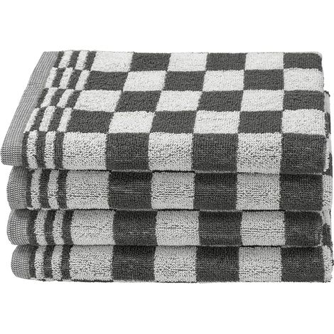 Cotton Kitchen Towels 50 x 50 cm Grey Checked (1/5)