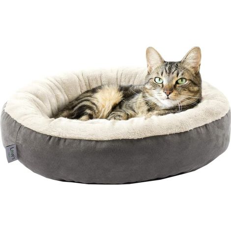 Lit Rond Donut Imperméable Antidérapant 50 8 Cm Doux Durable Lavable Chat Chien Gris (1/4)