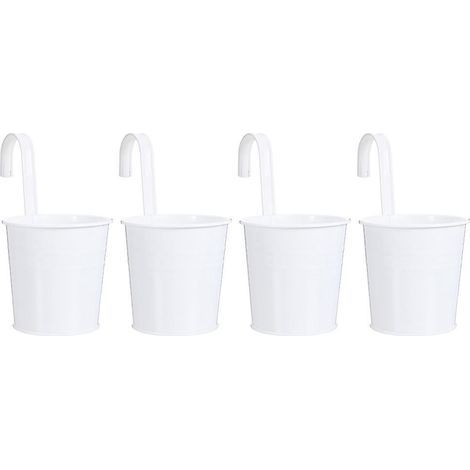 4er-Set Hängekörbe für Balkon, Blumenampeln, Blumenhalter, Vasen, Pflanzgefäße – 27 x 11 x 11 cm – Weiß (1/3)