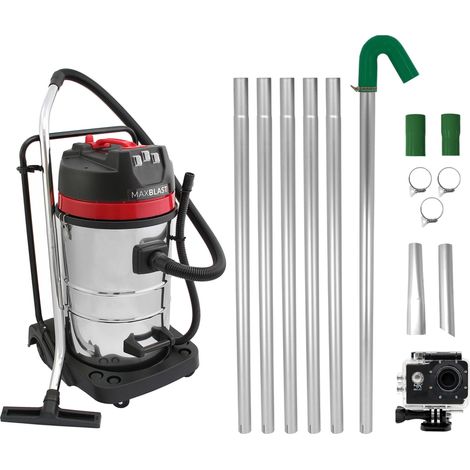 Kit aspiratore 80L + aste 7,2m + telecamera 4K per pulizia grondaie