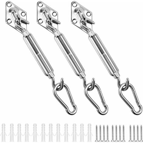 Kit de Fixation Voile d\'ombrage Triangulaire Acier Inoxydable 304 Kit Accessoires de Fixation pour Toile d\'ombrage, Kit de Montage pour Voile Solaire d\'ombrage (1/4)