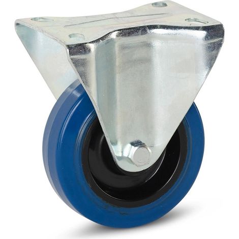 Roue fixe - MESO - Caoutchouc élastique bleu - 100mm - 100kg (1/2)