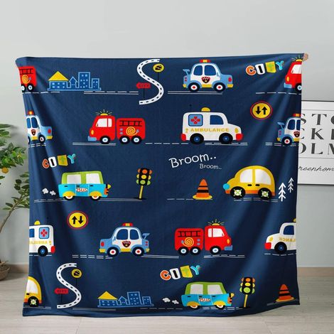 Couverture en flanelle à motif voiture (1 pièce), douce et chaude, idéale pour le bureau, le camping et les voyages (1/5)