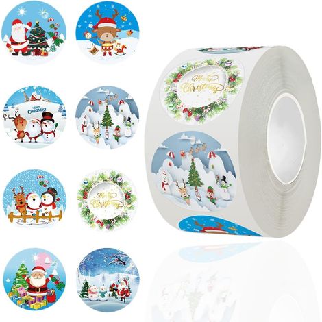 Etiquettes Autocollantes Noël pièces Autocollant Rondes Etiquette Noel Autocollante pour sac enveloppe Décorations d 500 (1/3)