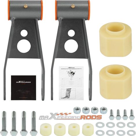 Kit de rehausse, rehausse avant de 3 pouces, rehausse arrière de 2 pouces, Argent (1/2)