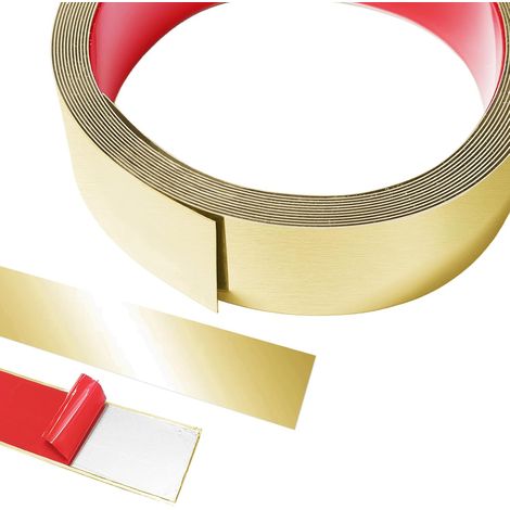 5 m X 4 cm Moulure Murale en Acier Inoxydable, Moulure Adhesive, Bandes DéCoratives, Effet Miroir, Pour Toilettes, Bord De Carrelage, Murs, Plinthes, Sol-Doré (1/5)