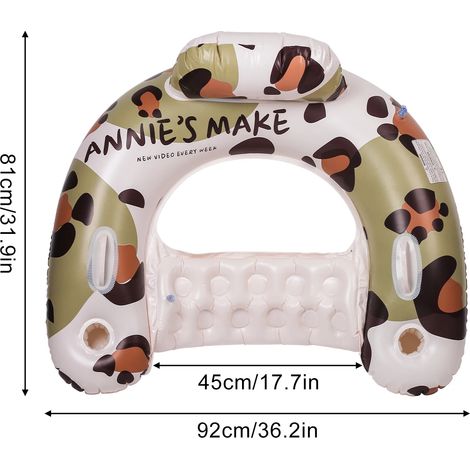 Fauteuil gonflable de piscine avec porte-gobelet et poignées, jouet de fête