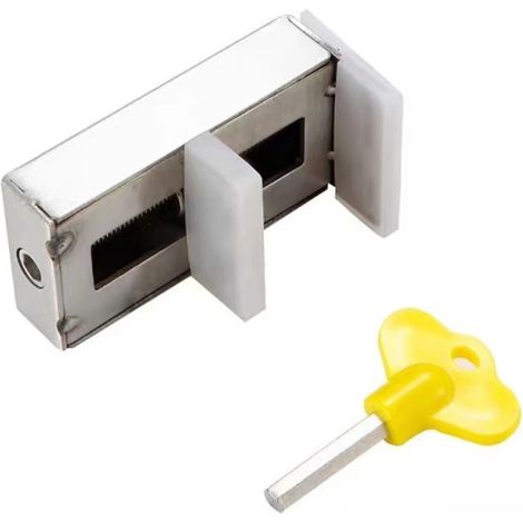 Lot de 2 serrures de sécurité de cadre de porte en alliage pour fenêtres coulissantes, avec clé et limiteur de sécurité pour enfants (1/5)