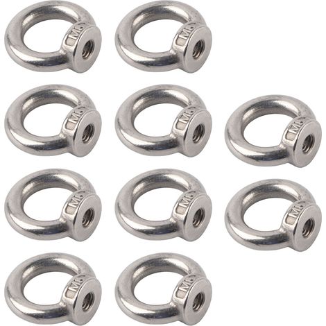 Écrou à œil de levage M8 en acier inoxydable, 10 pièces, forme anneau, fixation pour machines forestières. (1/5)