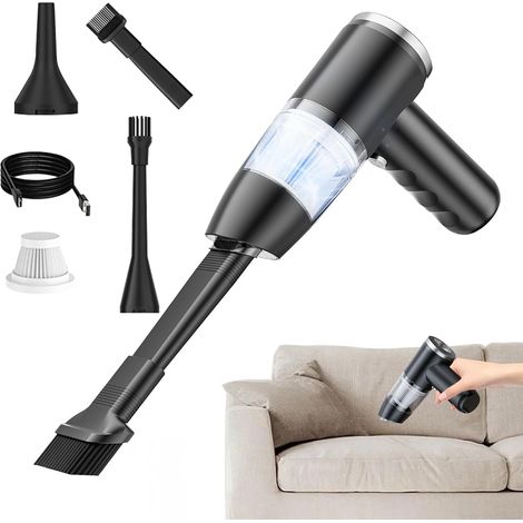 Générique Aspirateur Main,Aspirateur Domestique - Appareil Rechargeable Portable pour Poils d'animaux Poussière Tapis Sols et Voiture (1/4)