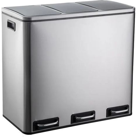 [GEBRAUCHT] B-Ware Hjh Office Abfallsammler Mülleimer Mülltrennsystem Metallbehälter Silber 54 L