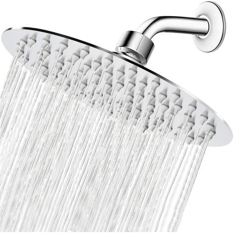 Rain shower head, ultra-thin design, pressure boost, exceptional experience, high-flow stainless steel rain shower head (8 inches, chrome finish) (1/4)