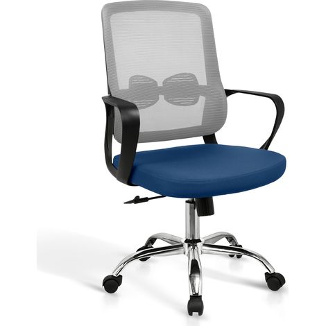 HISPANOHOGAR, silla de estudio con ruedas y altura regulable, modelo Mylo, en tela azul-gris (1/5)
