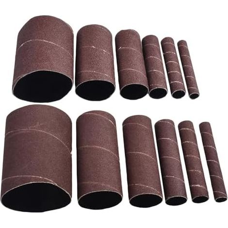 Lot de 12 manchons ponçage abrasifs 11,4 cm, grain 80/120, pour ponceuse à broche oscillante, traitement du bois, métal, plastique, jade - (1/5)