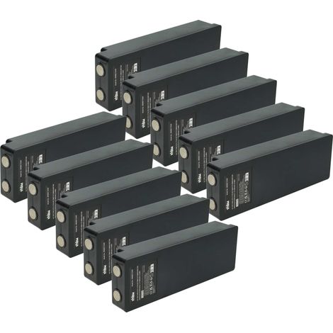 vhbw 10x Battery Replacement for Scanreco EEA2512, EEA4404, IM6024, 708031757 for Industrial Radio Remote Control (2000 mAh, 7.2 V, NiMH) - Black