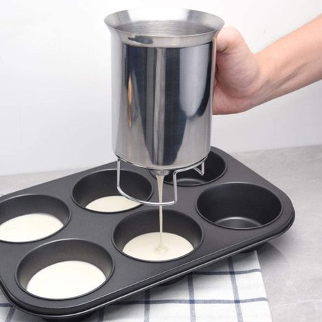 Distributeur de pate en acier inoxydable entonnoir de pate professionnel outil de cuisine pour la cuisson des gateaux Cupcakes crêpes Muffins gaufres (1/4)