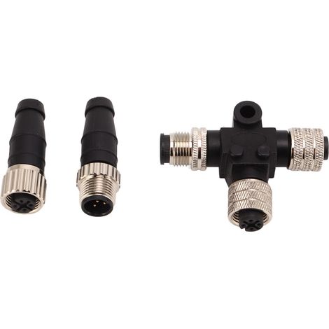 Akozon Connecteur NMEA 2000 T, pour NMEA 2000 N2K Té Connecteur Mâle Femelle Terminaisons M12 5 Broches pour Réseaux Lowrance. (1/5)