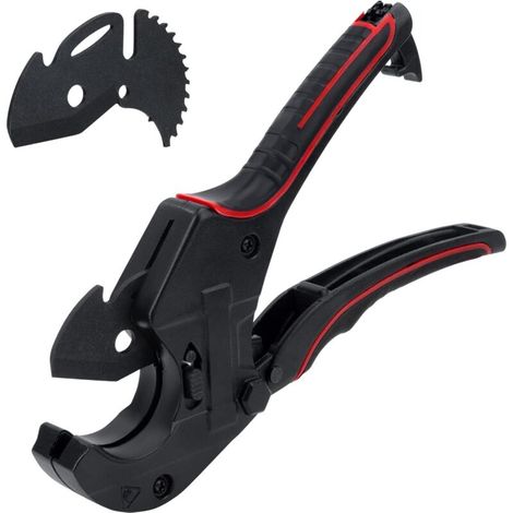 PVC Pipe Cutter, 42mm Pipe and Tube Cutter, Ratchet Cutting Tool with Replacement Blade, Heavy Duty Plumbers Pipe Cutter