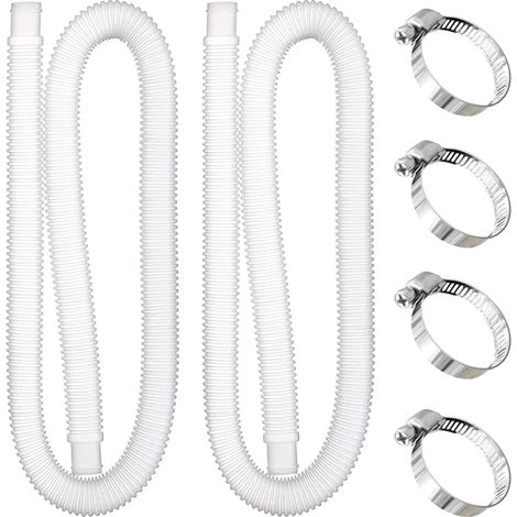 Tuyau Piscine 32mm, 2 Pièces 1m Tuyaux de Rechange pour Piscine Hors Sol avec 4 Pinces Métalliques Tuyau Aspiration Pompe de Remplacement de Pompe de Filtre de Piscine (1/5)