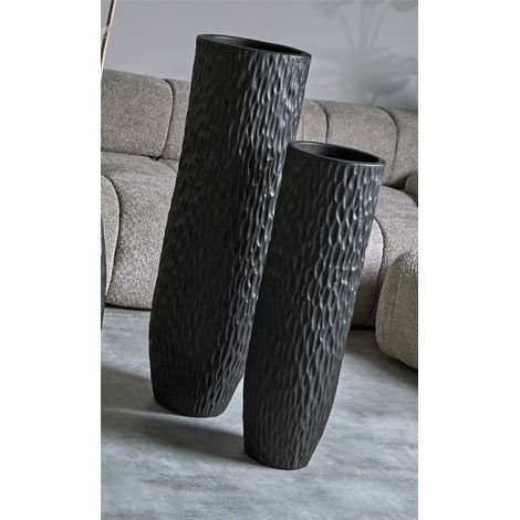 Vase en céramique Adara Text. Morel Black, 100 cm. Lot de 2, 30 x 100 cm. (1/3)