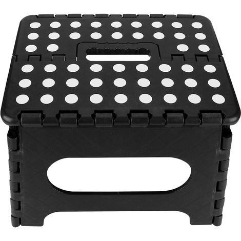 Tabouret Pliant En Plastique - Résine Thermoplastique Robuste - Usage Extérieur Et Intérieur - Noir - 29x22x22cm (1/5)