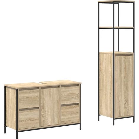 Maison Exclusive - Set di mobili per il bagno con porta 2 pcs Rovere Sonoma e Nero