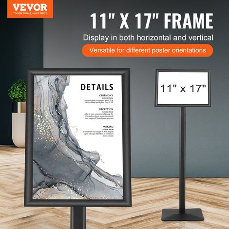 Porte-Affiche 420 x 297 mm Présentoir sur Pied Angle Réglable Panneau d'Affichage en Aluminium avec Base Métallique Stable et Feuil… (1/5)