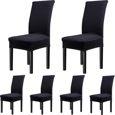 Super Fit Universal-Stretchbezüge, abnehmbare und waschbare Bezüge für Esszimmerstühle, 6 Stück/Packung (Klassisches Schwarz) (1/4)