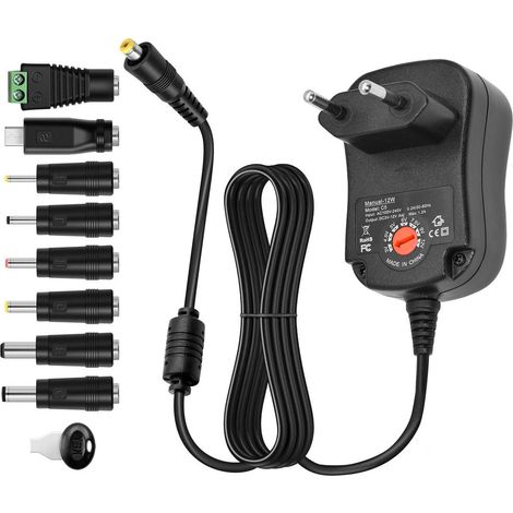 12W Adaptateur Secteur Universel AC à DC 3V 4.5V 5V 6V 7.5V 9V 12V 2A Transformateur d'alimentation à Découpage avec 8 Connecteurs DC pour électroniques Ménagers (1/2)