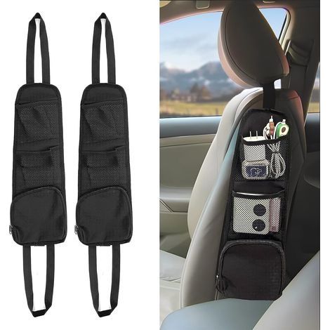 Organisateur Latéral de Siège, Sac de Rangement, Sac de Suspendre Multifonctionnel pour Latéral De Siège Voiture,Camion,SUV,Chaise De Jeu, (Noir) (1/5)