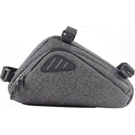 Sacoche de cadre triangulaire réfléchissante - Accessoire vélo durable pour VTT, rangement sur tube diagonal, gris, lot de 2 pochettes (1/5)