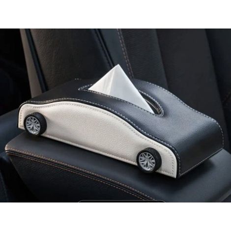 Porta fazzoletti/scatola di fazzoletti in pelle per l'aletta parasole dell'auto (1/2)