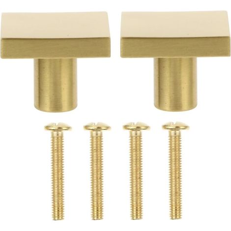 2 Boutons Tiroir Laiton Carré Massif Monotrou 30x30mm Cuisine (1/5)