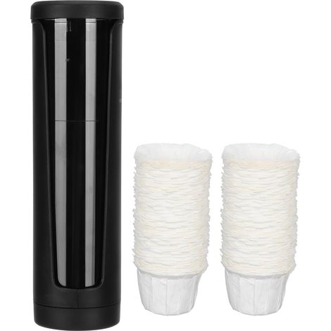 Distributeur de Filtres à Café Murale, Porte-Filtre Jetable avec 100 Pièces Incluses - Noir (1/5)
