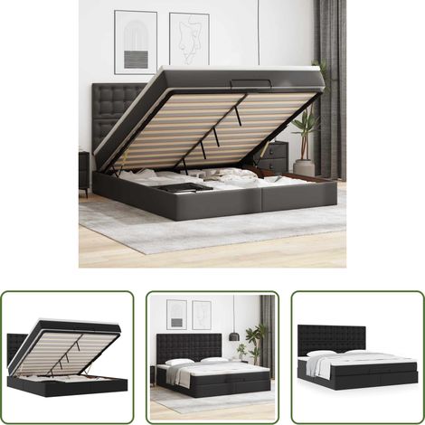 vidaXL Kunstlederbett -  Ottoman-Bett mit Matratze Schwarz 180x200 cm Kunstleder (1/5)