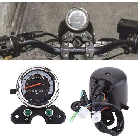 ALLIANDIS Compteur de vitesse de moto à jauge numérique, tachymètre de moto universel double odomètre compteur de vitesse compteur de vitesse affichage numérique (1/3)