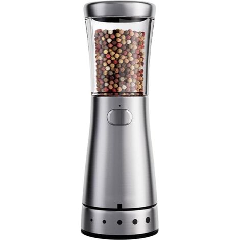 Moulin à poivre électrique - Moulin à poivre - Broyeur - Rechargeable - Argent - Acier inoxydable/ABS argenté (1/5)