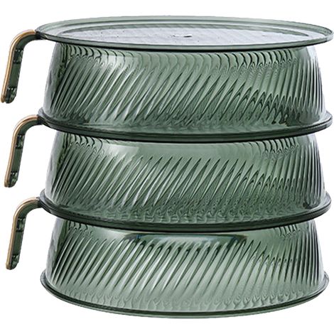 Couvercle de Conservation Alimentaire Transparent Vert 3 Couches Empilable Isotherme Anti-Poussière pour Légumes (1/5)