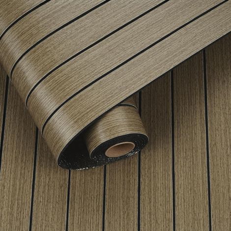 Panneau Mural Adhesif En Bois Marron Pour Salon Cuisine Panneaux Muraux 3D Decoratif Pour Salle De Bain Revetement Mural En PVC Panneaux Mousse Acoustiques Bois 30cm×300cm (1/5)