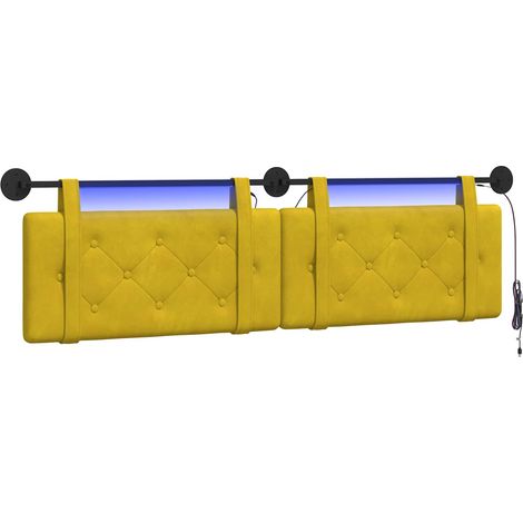 Maison Exclusive - Hängendes Kopfteil Mit LED Licht Gelb Samt (1/5)