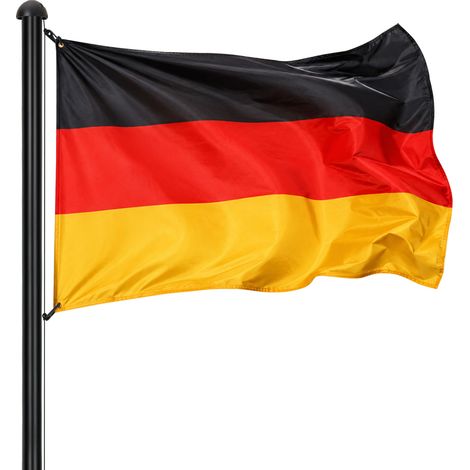 TolleTour Mât de drapeau en aluminium noir 6,5 m avec drapeau allemand 147 x 88 cm, corde 11 m et douille de sol (1/5)