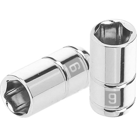 Llave vaso hexagonal, cuadro 1/4" - 9 mm