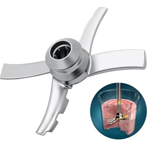Lame de rechange pour sorbetières Ninja Creami NC500, NC500, NC500C, NC501C et NC501H. Acier inoxydable, blanc argenté. (1/5)