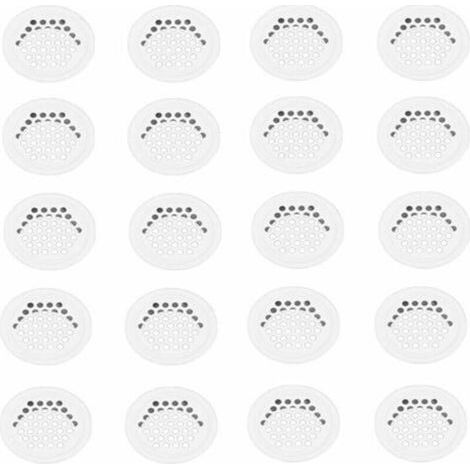 Grille aération VMC 20 pièces – Grille ronde en inox blanc 35mm – Pour cuisine et meubles – Diamètre extérieur 42mm – Hauteur 10mm (1/5)