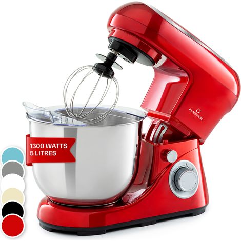 Klarstein Stand Mixer, 5L Food Mixer for Baking with Bowl, 1300W Cake Mixer w/ Beater, Dough Hook, Whisk & Mixing Bowl, 6 Speed Planetary Rotation Kitchen Maker, Electric Mixer for Baking Bread Pastry (1/5)