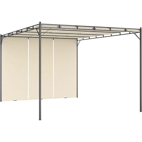 Belvédère de jardin avec rideau latéral 4x3x2,25 m Crème (1/5)