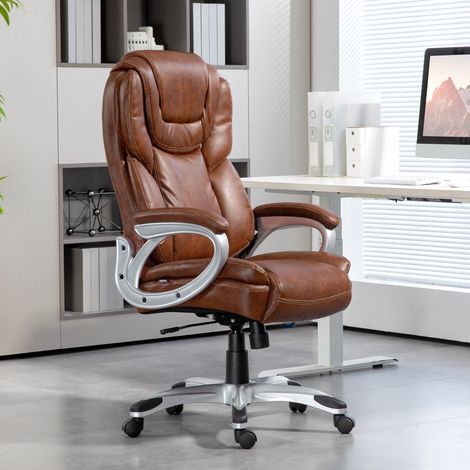 Bürostuhl mit Wippfunktion, 360°-Drehrollen, 66 x 75,5 x 115,5–124,5 cm, braun