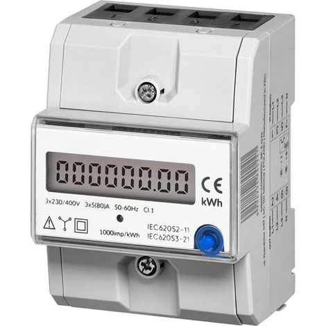 Digital Power Consumption Indicator Wattmeter - 80A DIN Rail Mount TH-35mm IP51 Reset Button (1/5)